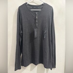 Marc Anthony Black Tie Long Sleeve Henley Shirt